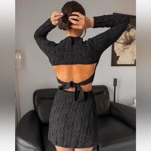 ZARA 🔥 2 PIECE SET 🔥 BLOGGERS’ FAVORITE KNIT PEARL SWEATER & SKIRT